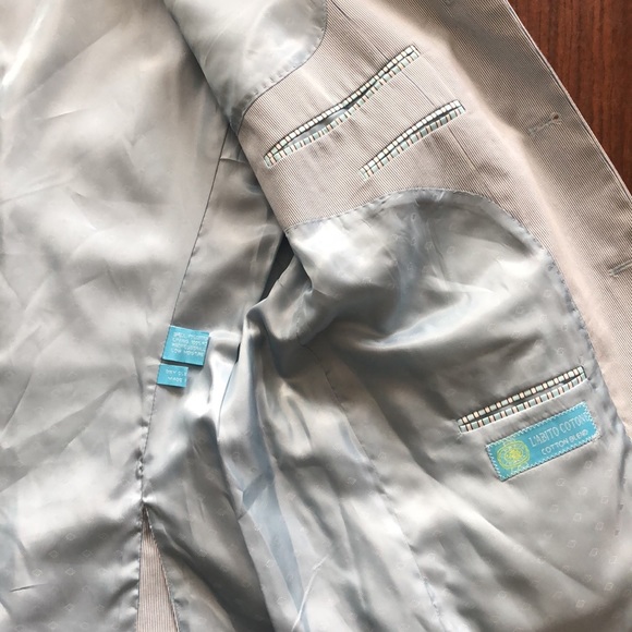 REFLECTIONS 2-Piece Costal Beach Cotton Blend Baby Blue Pinstripe Suit - Picture 10 of 13